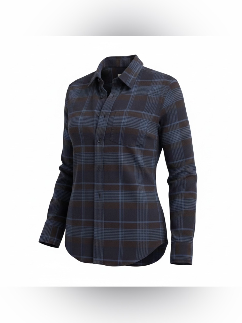 Club Monaco Navy and Light Blue Plaid Button-Down Shirt